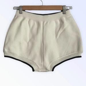 LF Seek The Label White & Black Trim Knit Shorts NWT Size Medium